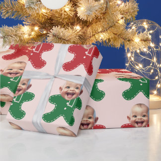 Anpassningsbar Baby Ansikte Photo Pepparkaksgubbes Presentpapper