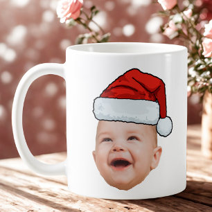 Anpassningsbar Baby Ansikte Photo Santa Hat-julen Kaffemugg