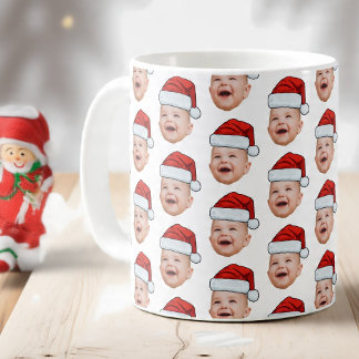 Anpassningsbar Baby Ansikte Photo Santa Hat-julen Kaffemugg