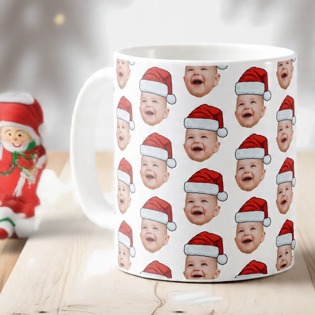Anpassningsbar Baby Ansikte Photo Santa Hat-julen Kaffemugg (Skapare uppladdad)