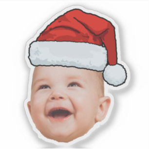 Anpassningsbar Baby Ansikte Photo Santa Hat-julen Klistermärken
