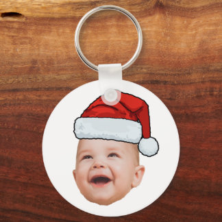 Anpassningsbar Baby Ansikte Photo Santa Hat-julen Nyckelring