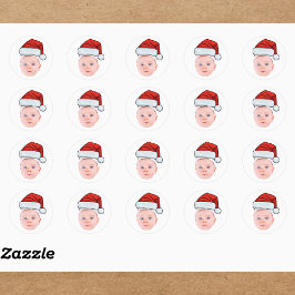 Anpassningsbar Baby Ansikte Photo Santa Hat-julen Runt Klistermärke