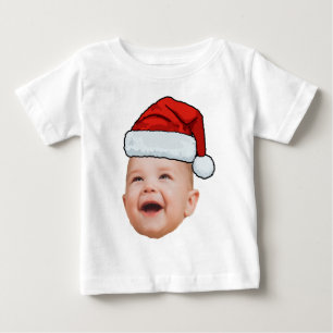 Anpassningsbar Baby Ansikte Photo Santa Hat-julen T Shirt