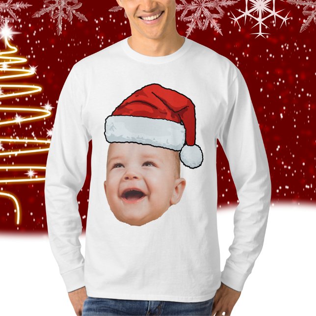 Anpassningsbar Baby Ansikte Photo Santa Hat-julen T Shirt (Skapare uppladdad)