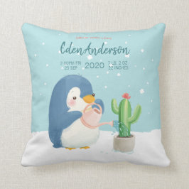 [Anpassningsbar]Baby BirthStat Cute Penguin Cactus Kudde