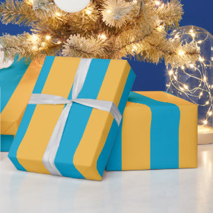 Anpassningsbar Baby blue och Gult Lodrät Rand Presentpapper