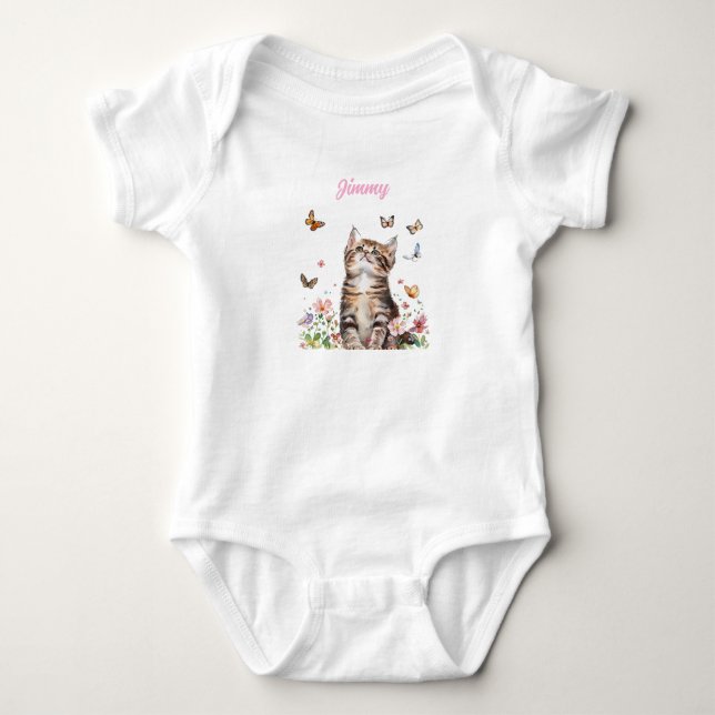 Anpassningsbar Baby Bodydress - Cute Kitten with F T Shirt (Framsida)