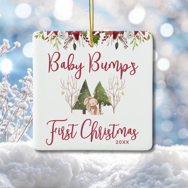 Anpassningsbar Baby Bumpens första jul Julgransprydnad Keramik (Skapare uppladdad)