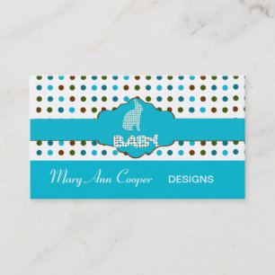 Anpassningsbar Baby Bunny Blue Cute Polka dots Mö Visitkort