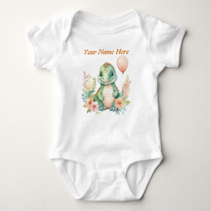 Anpassningsbar Baby Dinosaur-ballong med ditt barn T Shirt