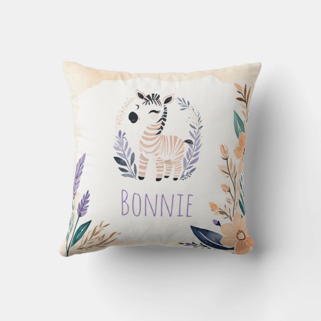 Anpassningsbar Baby Donkey Pillow Boho Blommigt De Kudde (Baksida)