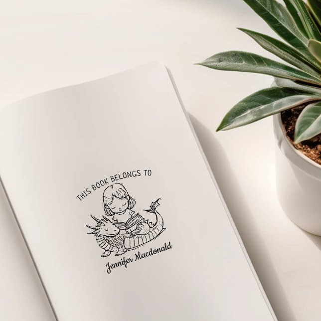Anpassningsbar Baby Dragon Bookplate Stämpel (Skapare uppladdad)