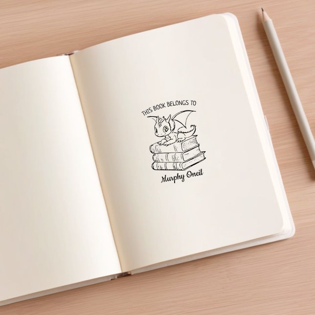 Anpassningsbar Baby Dragon Bookplate Stämpel (Skapare uppladdad)