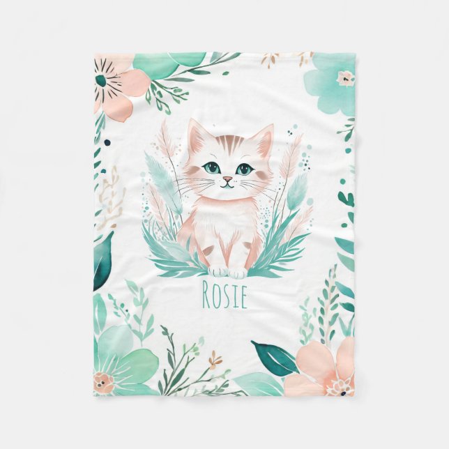 Anpassningsbar Baby Fleece Blanket Boho Kitten Des (Framsidan)