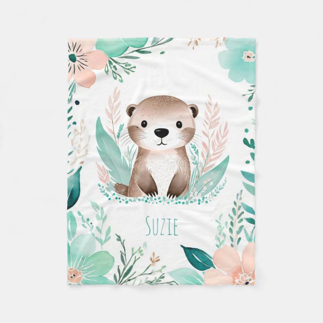 Anpassningsbar Baby Fleece Blanket Boho Otter Desi (Framsidan)