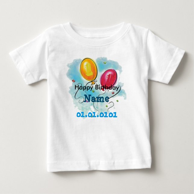 Anpassningsbar Baby Första Birthday T-shirt (Framsida)