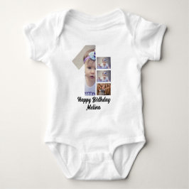 Anpassningsbar Baby första födelsedag 4 Fotokollag T Shirt