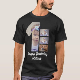 Anpassningsbar Baby första födelsedag 4 Fotokollag T Shirt