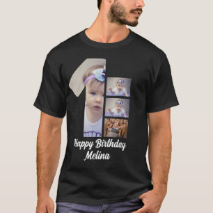 Anpassningsbar Baby första födelsedag 4 Fotokollag T Shirt