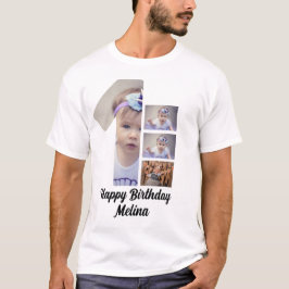 Anpassningsbar Baby första födelsedag 4 Fotokollag T Shirt