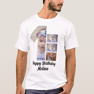 Anpassningsbar Baby första födelsedag 4 Fotokollag T Shirt