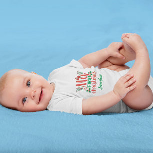 Anpassningsbar Baby: Första jul Holly Jultomten T Shirt