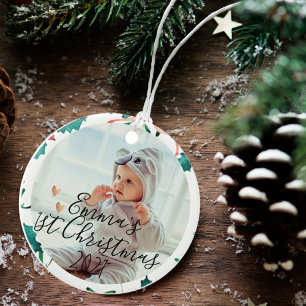 Anpassningsbar Baby Första jul Jul Julgransprydnad Keramik