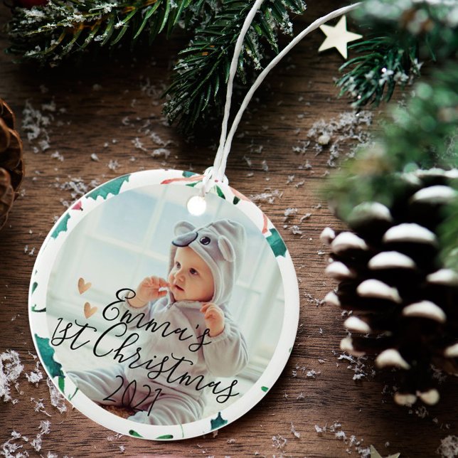 Anpassningsbar Baby Första jul | Jul Julgransprydnad Keramik (Skapare uppladdad)