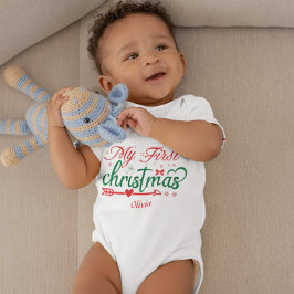 Anpassningsbar Baby Första jul Jultomten Red Bow T Shirt