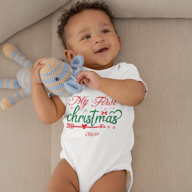 Anpassningsbar Baby Första jul Jultomten Red Bow T Shirt (Skapare uppladdad)