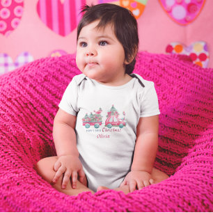 Anpassningsbar Baby Första jul Träd Cute Birdie T Shirt