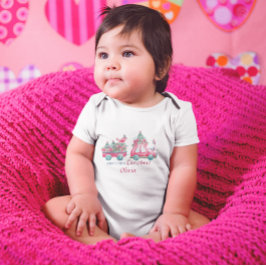 Anpassningsbar Baby Första jul Träd Cute Birdie T Shirt