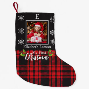 Anpassningsbar Baby Första Julafton Monogram Black Liten Julstrumpa