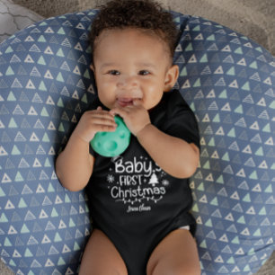 Anpassningsbar Baby Första julen Träd Santa Hat Bl T Shirt