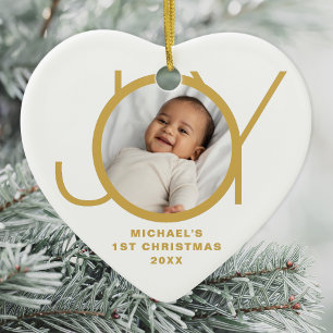 Anpassningsbar Baby Första julfotfoto Julgransprydnad Keramik