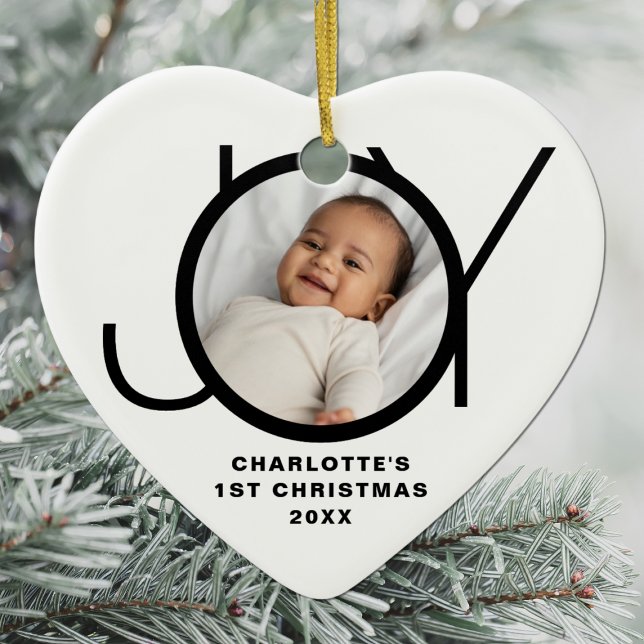 Anpassningsbar Baby Första julfotopappen White Julgransprydnad Keramik (Skapare uppladdad)