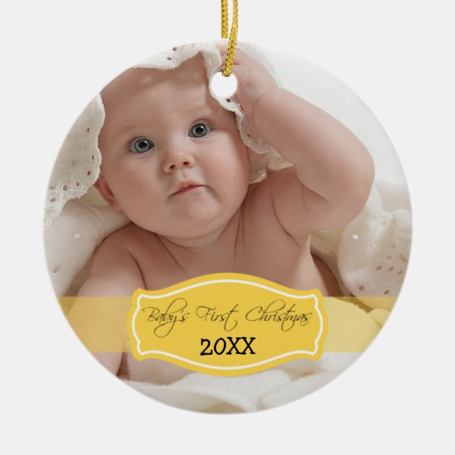 Anpassningsbar Baby Första julprydnaden (citron) Julgransprydnad Keramik (Framsidan)