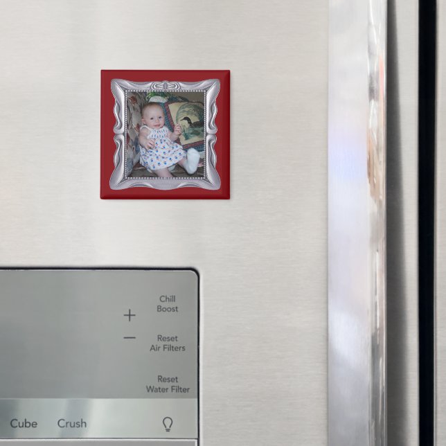 Anpassningsbar Baby Foto i Finare Silver Ram Lägg  Magnet (In Situ (Fridge))