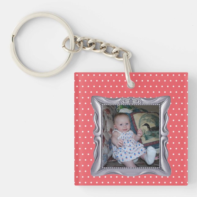 Anpassningsbar Baby Foto i Rosa vid Finare Silver  (Framsidan)