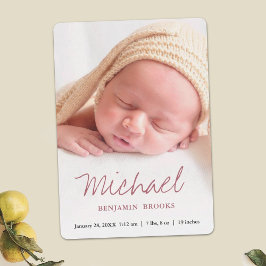 Anpassningsbar Baby-fotoannonskort Meddelande