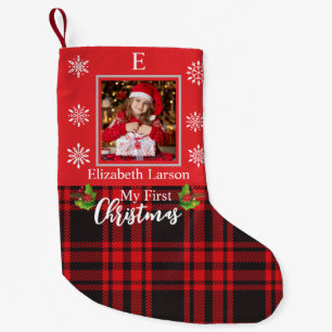 Anpassningsbar Baby Fotto första Julafton Monogram Liten Julstrumpa