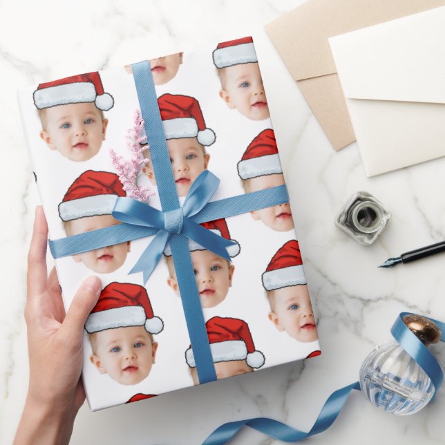 Anpassningsbar Baby Head Ansikte Photo Santa Hat-j Presentpapper (Gifting)