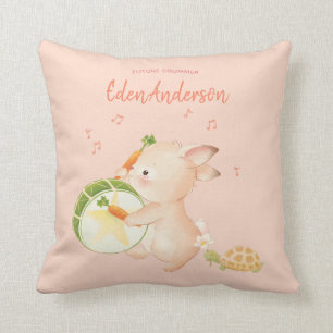 [Anpassningsbar] Baby Namn Bunny Drummer Music Par Kudde