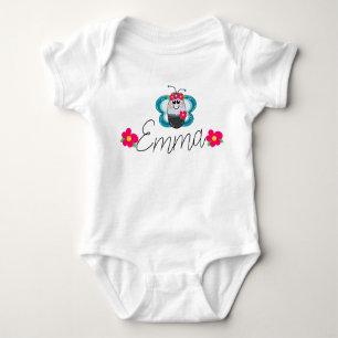 Anpassningsbar Baby namn Butterfly och blomma T Shirt