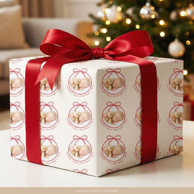 Anpassningsbar Baby Namn Foto Första jul Presentpapper (Skapare uppladdad)