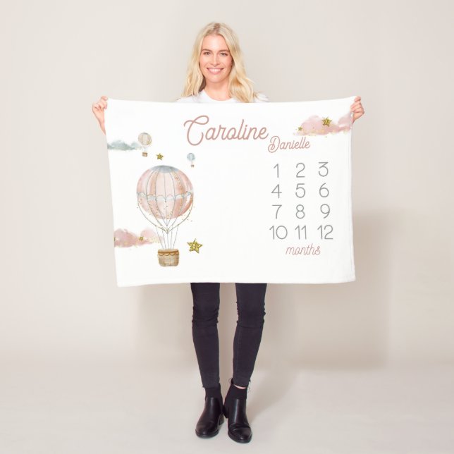 Anpassningsbar Baby Namn Luftballong Blanket No Ma Fleecefilt (På plats)