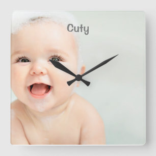 Anpassningsbar Baby Namn och foto Fyrkantig Klocka