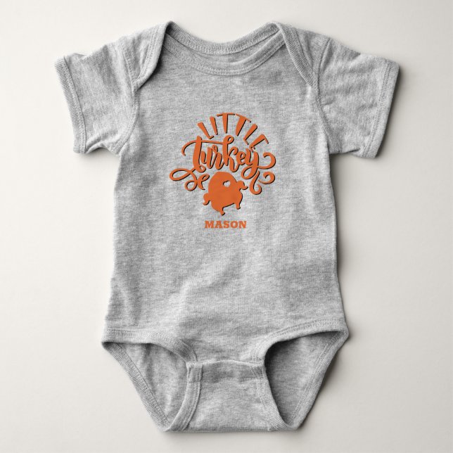 Anpassningsbar Baby Namn Orange Little Turkey Than T Shirt (Framsida)