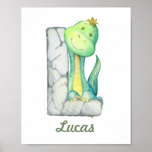 Anpassningsbar Baby Nursery Decor Cute Dinosaur Br Poster
